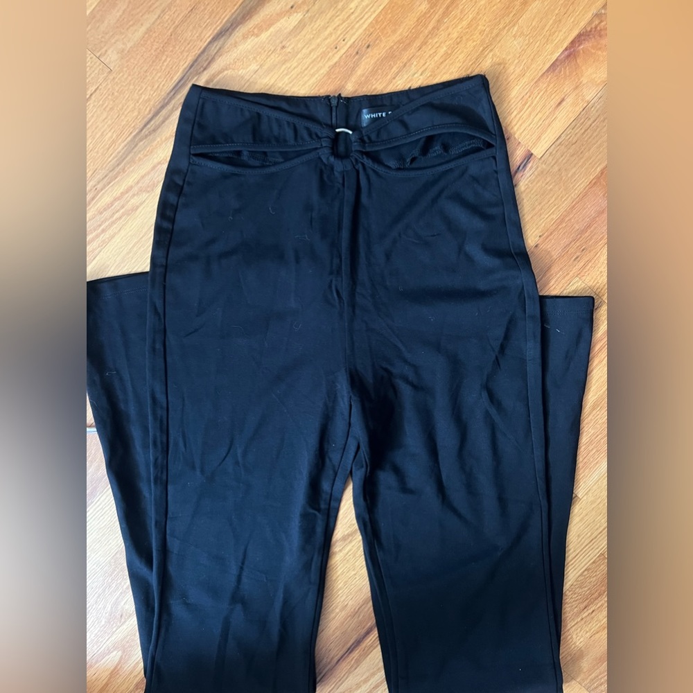 White fox cut out pants